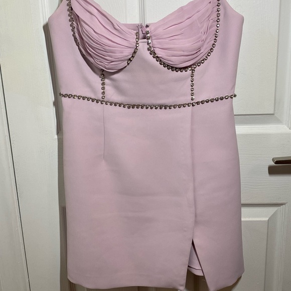 Self-Portrait Pink Chiffon and Crepe Mini Dress - Picture 7 of 8